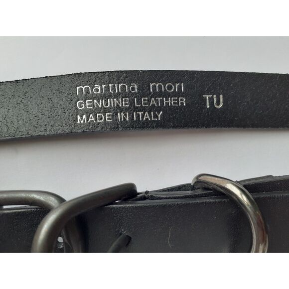 Martina Mori Genuine Leather Made in Italy TU Double Silver Buckle Belt NWT - Picture 9 of 13